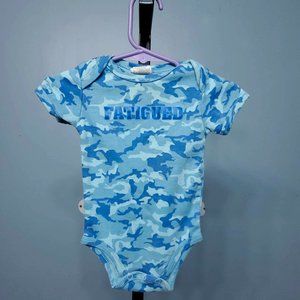 4/$10 Premier Baby Boys Blue Camo "Fatigued" Onesie |Size: 3-6M